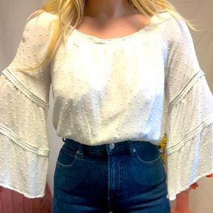 White Peasant Top w/ Bell Sleeve